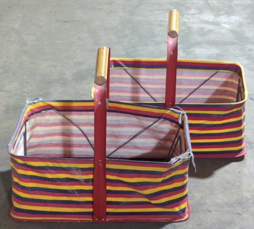 (P) Folding Shopping Baskets. 1950's. Cloth &