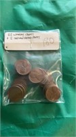 22 Wheat cents & 2 Indian head cents