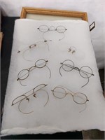 7 pr vintage wire frame glasses