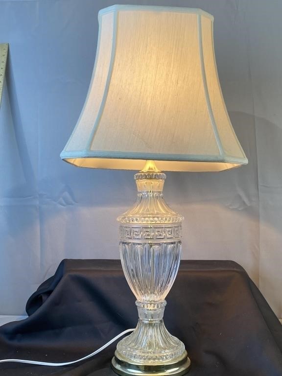 Crystal & Brass Table Lamp With Shade 28''