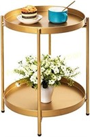 Toymay $55 Retail Gold Metal End Table 2-Tier