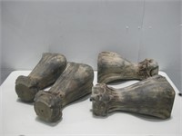 Four Big 16.5" Vtg Carved Wooden Legs