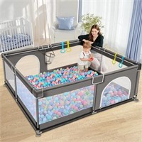 N8638 Large Baby Playpen, 79x63x27inch, Gray