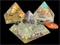 3 Orgonite Spiritual Pyramids & Pendant - Handmade