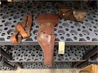 Old Military Suspenders, Gun Sleeve & Ammo Case