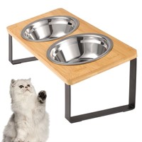 WF6420  Qweryboo Cat Food Bowls Rais. Steel 15