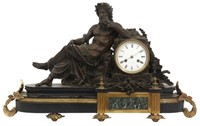 Marble And Bronze Figural Mantle Clock