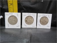 1948 - 1953S & 1954 Silver Franklin Half Dollars