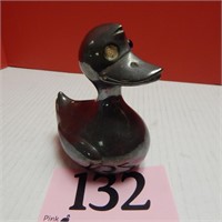 SILVER PLATED DUCK BANK 5 IN, MISSING ONE EYE