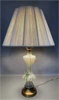 Vintage blown glass table lamp with gold lutz