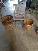 Bushel baskets With a chair