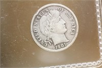 1901 Barber Silver Dime