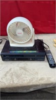 Small fan & JVC DVD/VCR combo vhs missing cover