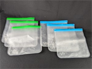 (6)Pack Reusable Silicone Ziplock Food Storage Bag