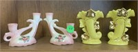 Set of Candle Stick Holders & 2 Vases