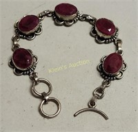 sterling & ruby bracelet 7 1/2" beauty!