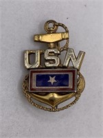 STAMPED STERLING SILVER US NAVY BROOCH