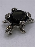 SIGNED WEISS TURTLE BROOCH