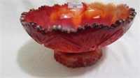 Imperial red slag 9" footed bowl