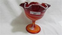 Imperial red slag 5" compote