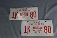 Antique Auto Designated Texas License Plates