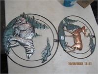 2 14' Metal Wall Hangers Bear and Deer