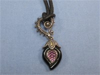18kt, Sterling Silver Heart Onyx Necklace See Info