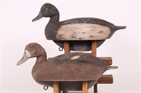 Pair of Hen and Drake Bluebill Duck Decoys by