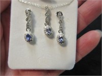 tanzanite & diamond accents necklace & earrings