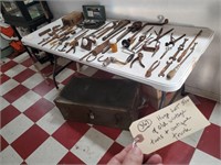 Antique trunk & 50+ old tools and relics