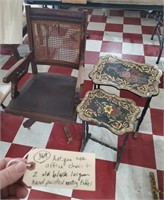 antique office chair & 2 old inlaid nesting tables