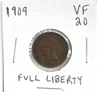 1909 Full Liberty Indian Head Cent