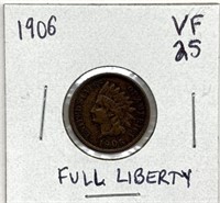 1906 Full Liberty Indian Head Cent