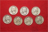 (7) Silver Quarters  1946D to 1959D Mix