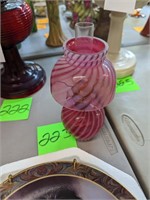 Fenton Cranberry Opalescent Swirl Oil Lamp