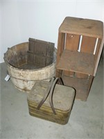Wooden barrel planter, bread box, wooden egg