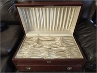 Vintage mahogany wood flatware box