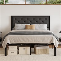 SHA CERLIN Full Size Metal Bed  Upholstered