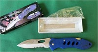 SAR Tactical Blue Pocket Knife