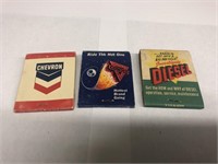 3 Vintage Gas Station Match Books