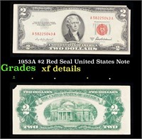 1953A $2 Red Seal United States Note Grades xf det