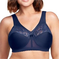 $74---36D  Wirefree Support Bra (Blue)