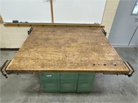 Custom Work Table w/ (4) Vises & Storage Base