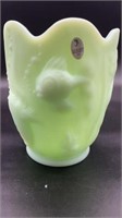 Fenton Green Koi Vase