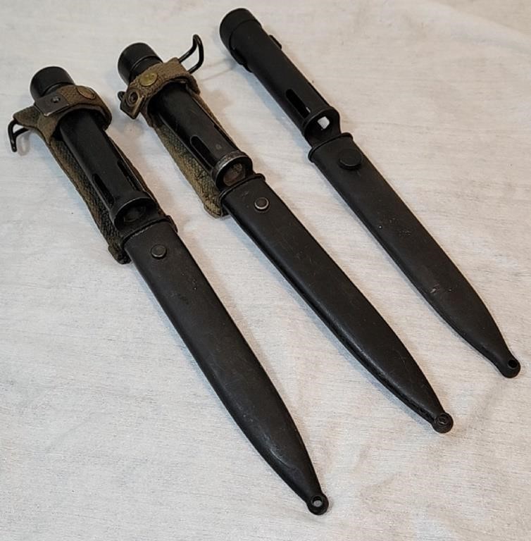 Lot Of 3 FAL Bayonets With Scabboards