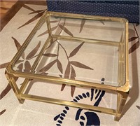 MCM Glass Top Polished Brass Coffee Table