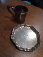 German sterling cup 68gr. or 2.4 oz & plate saucer