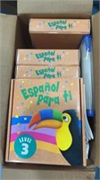 Box lot of Spanish children books, lessons, and