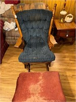 Blue Rocker w/matching foot stool & vintage stool