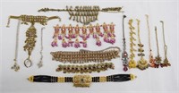 Lot of Glass/Acrylic Traditional Gold Tone Jewelry